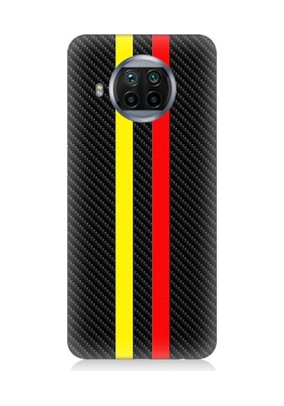 Xiaomi Mi 10t Lite Uyumlu Sarı Kırmızı Karbon Motif Desenli Silikon Kılıf