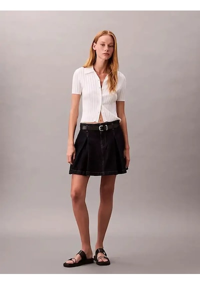Calvin Klein Pleated Denım Skırt Ck Classıc R Lacivert Kadın Etek