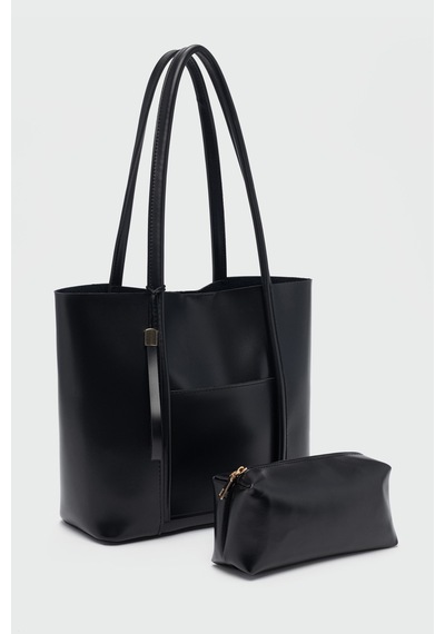 Shule Bags Pebbled Omuz Çantası Siyah Siyah