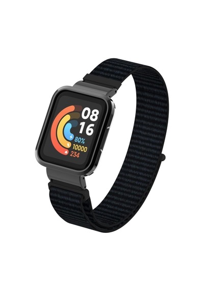 Xiaomi Mi Watch Lite Uyumlu Spor Loop Kordon Ve Kasa Koruma, 2 İn 1, Hasır Örgü, Velcro, Siyah, Krd-61-miwl-02