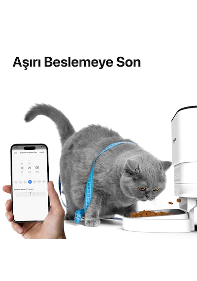 Xenon Smart Otomatik Mama Kabı | 4 Lt, Mobil Uygulama Kontrollü, Paslanmaz Çelik Kaseli (X8612)