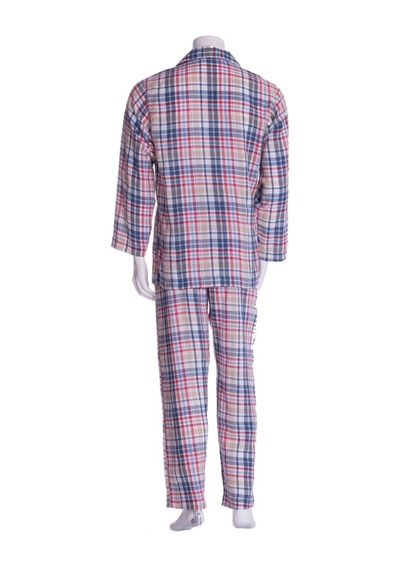 The Don Kırmızı Lacivert Asorti Ekose Desenli Poplin Erkek Pijama