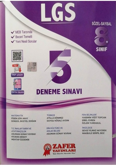 Zafer Yayınları 8.Sınıf Lgs 5'Li Deneme