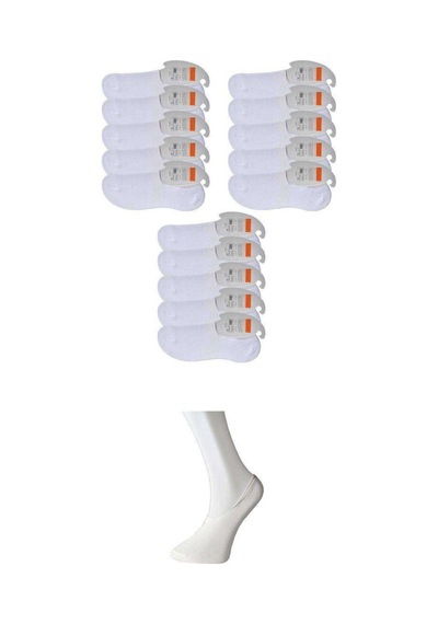 Beyaz Erkek Babet Çorap 15 Çift Renkli
