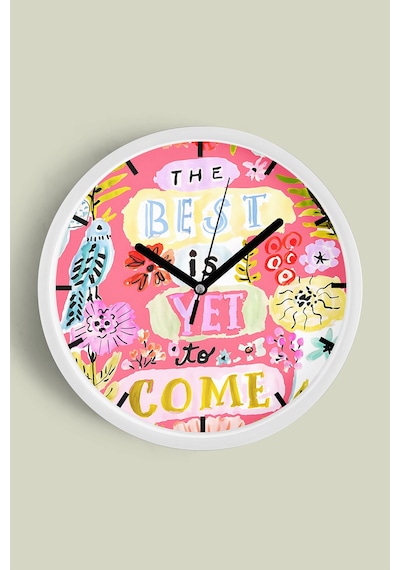 Modern Yazılı Tasarım - The Best Is Yet To Come Duvar Saati - 35cm - Önü Camlı Beyaz Kasa Beyaz