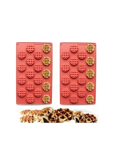 Silikon Waffle Kalıbı, Çikolata Kalıbı, Bisküvi Kalıbı Ve Kurabiye Kalıbı Mini Yuvarlak Kahverengi