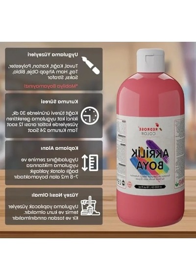 500gr Pembe Akrilik Boya - Yüksek Kalite 0.2 L