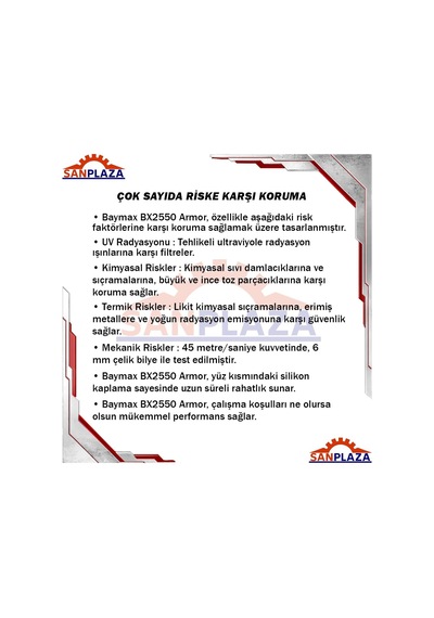 Baymax Bx-2550 Armor Antifog Şeffaf Buğu Yapmayan Toz Çapak Koruyucu Uv Korumalı Laboratuvar İşçi İş Güvenlik
