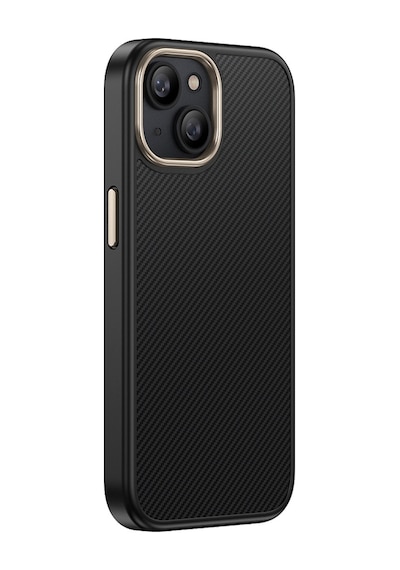 Apple Uyumlu iPhone 15 Kılıf M-safe Şarj Özellikli Karbon Fiber Görünümlü Tchs Antina Kapak - Siyah Siyah