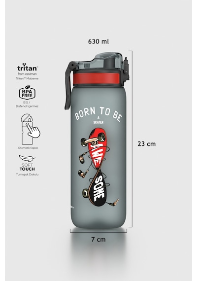Renga Rybo-x Soft Touch Desenli 630 Ml Tritan Çocuk Matara 912162 Siyah Siyah