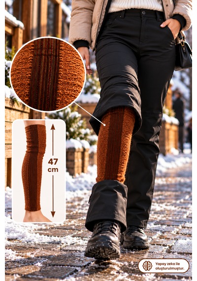 Termal Yün Dizlik Seti 2 Çift 4 Adet 27 Cm Kısa Ve 47 Cm Uzun Kışlık Sıcak Tutan Esnek Dizlik Kahverengi