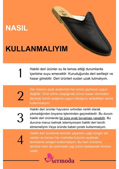 Sermoda Hakiki Deri Terlik - Tabanı Kösele Terlik Antep Yemenisi Siyah