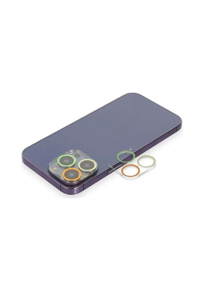 İphone 12 Pro Renkli Kamera Lens Koruma Cam - Sarı-turuncu Diğer