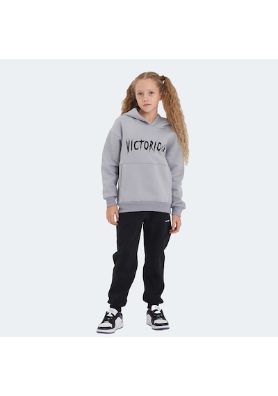 Slazenger LEXUS Çocuk Kapüşonlu Cepli Taş Gri Sweatshirt