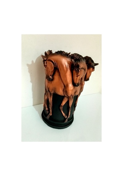 Atlı Vazo Polyester Aksesuar Obje El Boyama Siyah Bronz - 516607017 Siyah Bronz