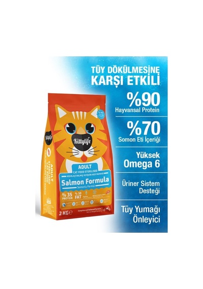 Kitty Life Süper Premum Kısırlaştırılmış Somonlu Yetişkin Kedi Maması 2 KG
