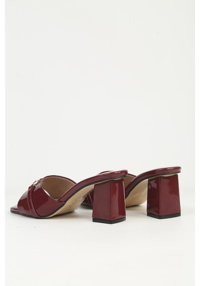 Pierre Cardin Kadın Bordo Rugan Topuklu Terlik Pc-55761 Bordo