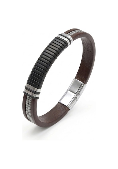 Moncuk Design Kahverengi Deri Ve 316l Halat Çelik Erkek Bileklik 33514b19d1 Çok Renkli