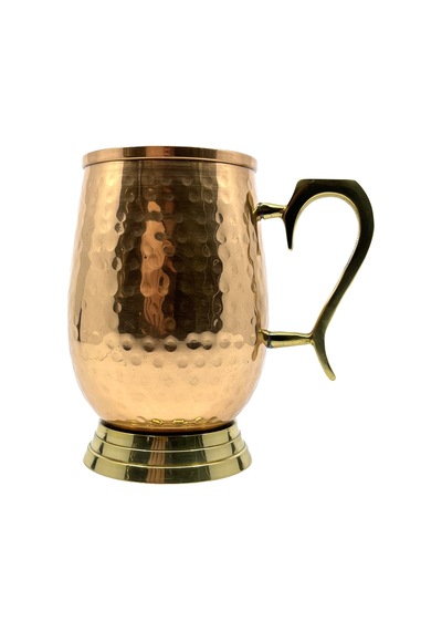 Otantik Dövme Metal Kupa - Gold Pirinç Kulplu Dekoratif Uzun Sunum Bardağı