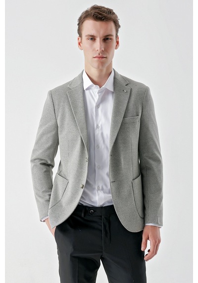 Morven Erkek Taş Örme Slim Fit Torba Cep Mono Yaka Spor Ceket 24ms002006870 Taş