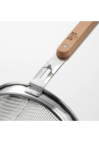 Ikea Vardagen Ahşap Saplı Makarna Süzgeci 30 X 14 Cm 0,9 L Krom Açık Bej Ahşap - Gümüş