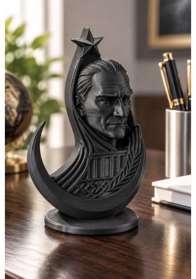 Ay Yıldızlı Atatürk Figürlü Dekoratif Mini Biblo 90794092