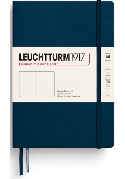 Leuchtturm1917 Not Defteri Orta Boy A5 , Sert Kapak, 251 Numaralandırılmış Sayfa, Düz, Derin Deniz Lacivert