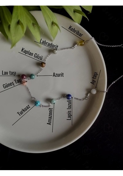 Sevgili Takı Gezegen Doğal Taş Çelik Kolye
