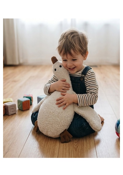 Sevimli Uyku Arkadaşı Antialerjik- Vidalı Göz- Teddy Ekru Kaz