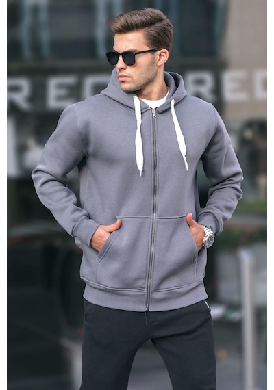 Madmext Füme Kapüşonlu Regular Fit Erkek Sweatshirt 6140-füme Füme
