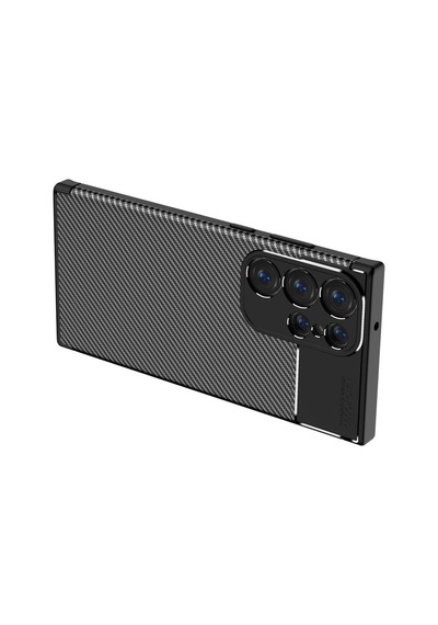Samsung Galaxy Uyumlu S23 Ultra Kılıf Karbon Silikon Case Kapak