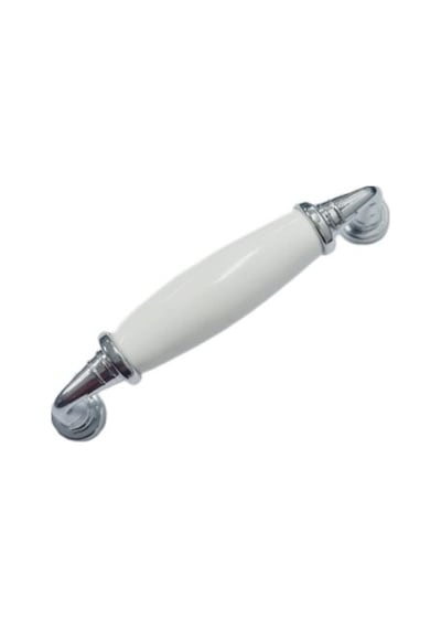 Porselen Beyaz Kulp Krom Ayak 96 Mm / 5 Adet Krom
