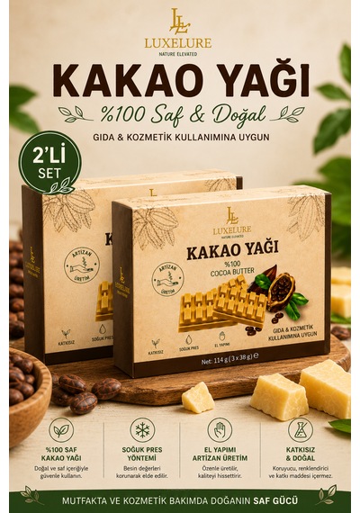 Luxelure Kakao Yağı %100 Saf Soğuk Pres 114 G X 2 Adet Gıda Ve Kozmetik Kullanımına Uygun Kare Form Diğer