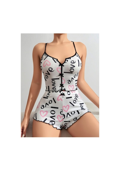 Lily Bianca Nightwear Askılı Göbek Kısmı Dekolteli Fiyonk Detaylı Ve Şortlu Penye Gecelik Beyaz Lily Bianca Nightwear Askılı Göbek Kısmı Dekolteli Fiyonk Detaylı Ve Şortlu Penye Gecelik Beyaz
