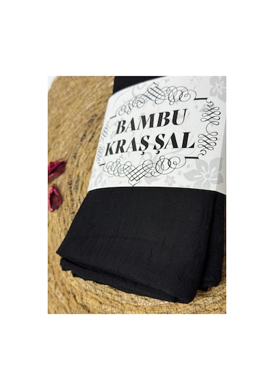 Flora Tekstil Bambu Kraş Şal Modeli - Ütü Gerektirmeyen Siyah