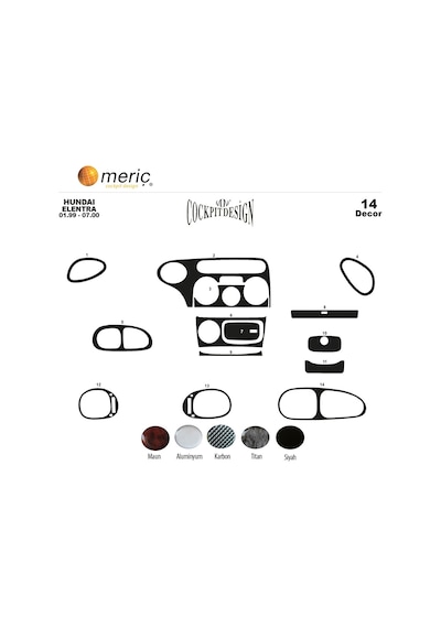 Meriç® Hyundai Elantra Ön Torpido Kaplama 14 Parça 1999-2000 (530156486)