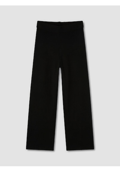 Lcwaıkıkı Classic Siyah Beli Lastikli Geniş Paça Kadın Triko Pantolon