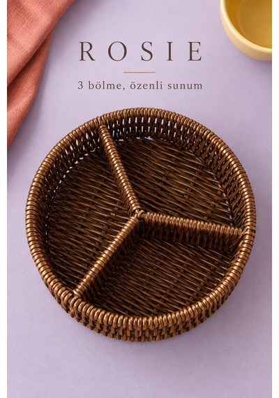 Rosıe 3 Bölmeli Hasır Görünümlü Çerezlik 19 Cm Karışık