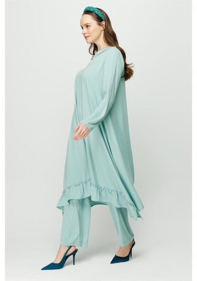 Esswaap Eteği Büzgü Detaylı Tunik Pantolon Takım Mint-mint Mint Yeşili