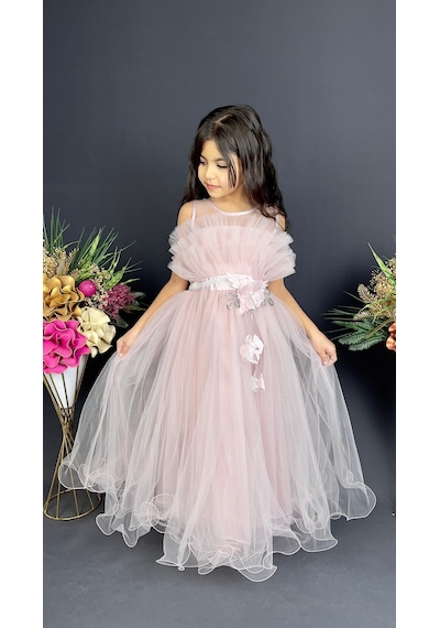 Mnk Baby & Kids Kız Çocuk Robası Katlı Özel Gün Abiye Elbise Mnk0475 001