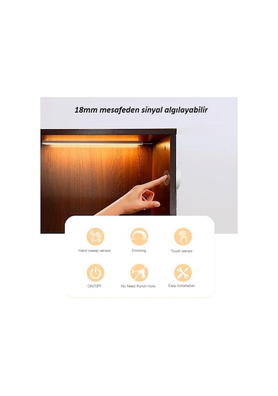 Diyez Ahşap Arkası On-off Dimmer Dokunmatik Sensör 12-24vdc 8,33a