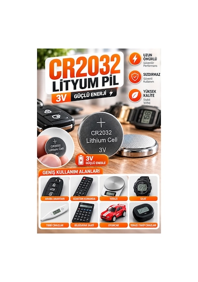Cr2032 Pil 3v 1 Adet Rio Cr 2032 Para Pil Lityum Düğme Pil Araba Kumandası Baskül Tartı Pili Saat Oyuncak Cihaz Pili