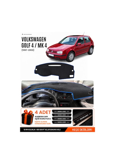 Volkswagen Golf 4 Mk4 1997-2003 Uyumlu Torpido Örtüsü, Torpido Kılıfı - Siyah Mavi