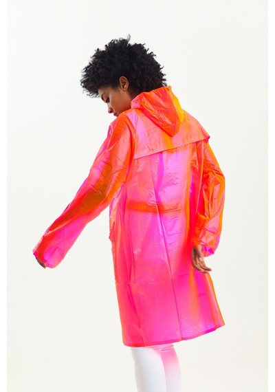 Glow Collection Neon Pembe Kadın Yağmurluk - Çantası İle 001