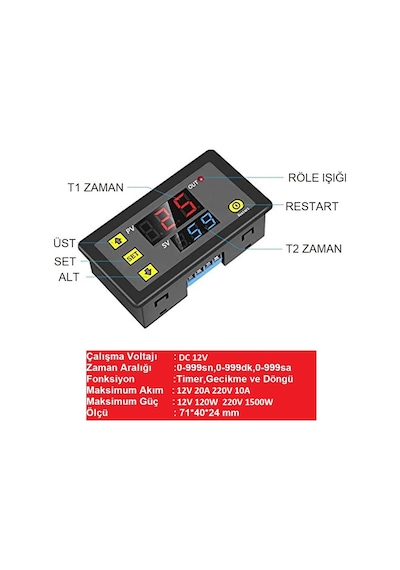 Yate10 T3230 12v/20a Timer Zaman Rölesi