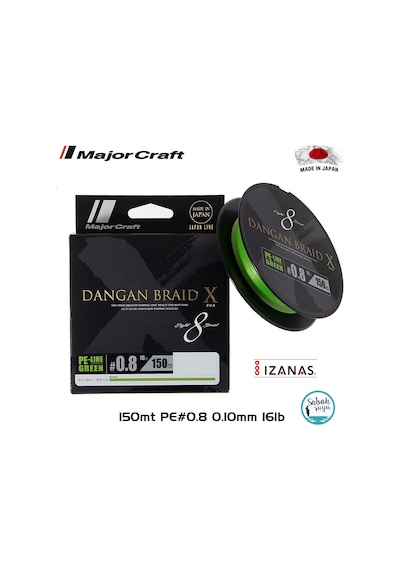 Major Craft Dangan Braid X 8X Ip Misina Pe 0.8 0.10Mm 16Lb/7.26Kg (541708018)