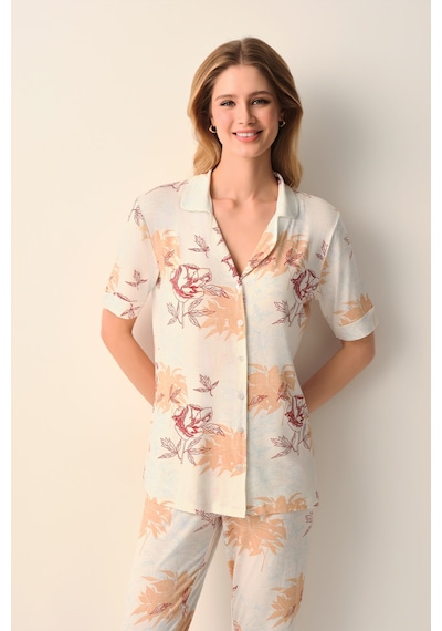 Suwen Holly Gömlek Yaka Pijama Takımı Sh26641660b1185 Bej