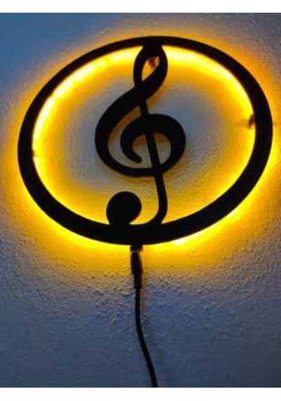 Sol Anahtarı Müzik Led Işıklı Ahşap Dekoratif Tablo
