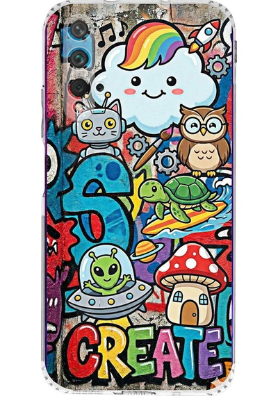 Huawei Nova 5t İle Uyumlu Grafiti Create Art Tasarımlı Şeffaf Silikon Kılıf Şeffaf