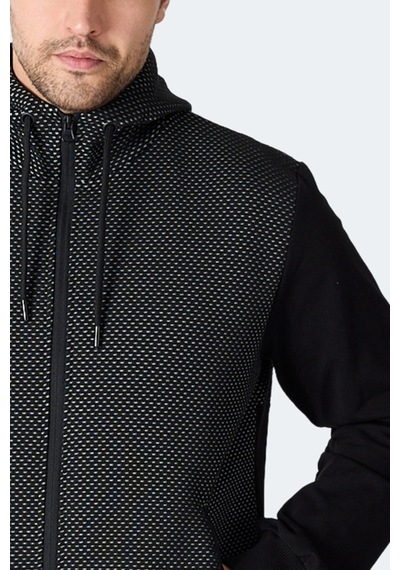 Slazenger Flame Erkek Kapüşonlu Cepli Siyah Sweatshirt Siyah